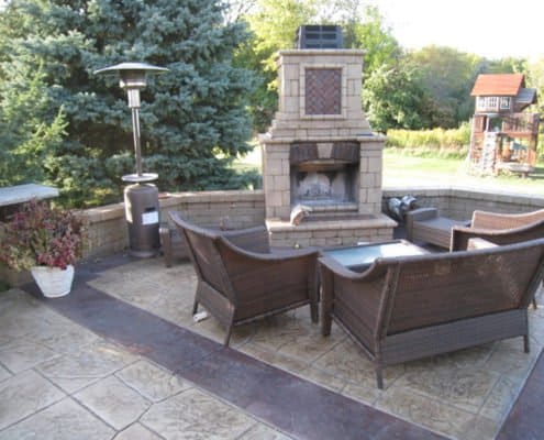 Outdoor Fireplace on Paver Patio