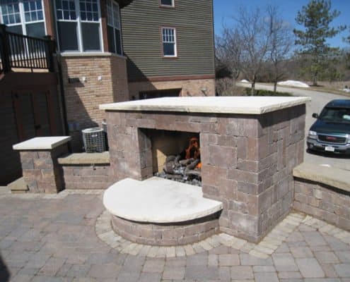 Outdoor Fireplace with Pillars & Wall