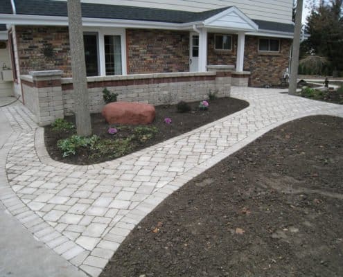 paver walkway block wall