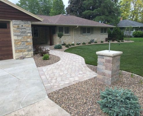 Custom Stone Front Entrance with Pillar