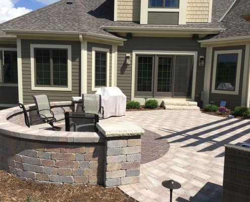 Custom Patio with Curved Wall