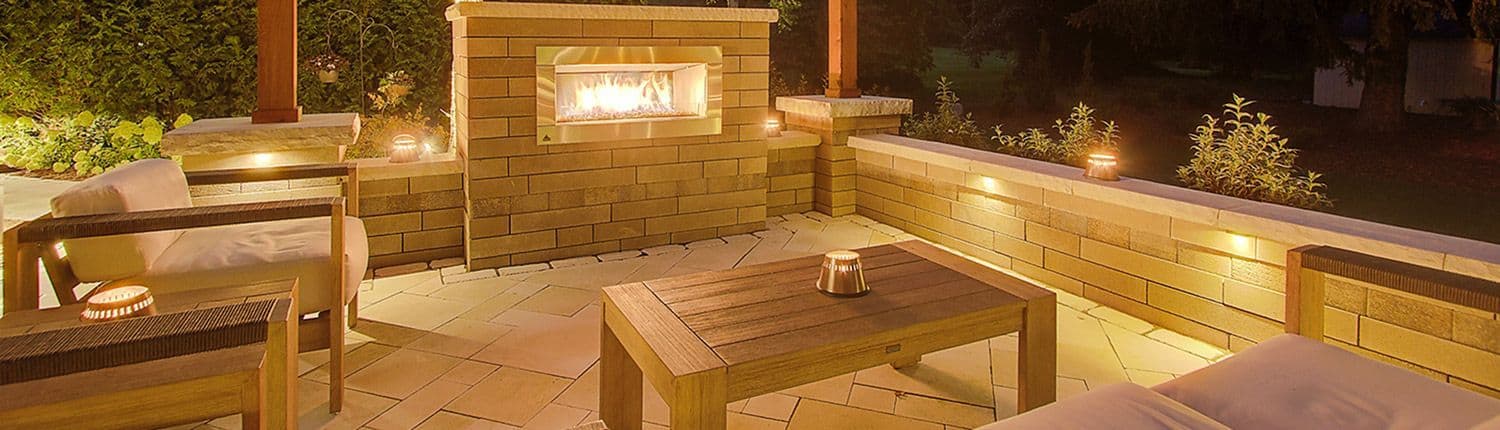 Night Patio With Lighting & Fireplace